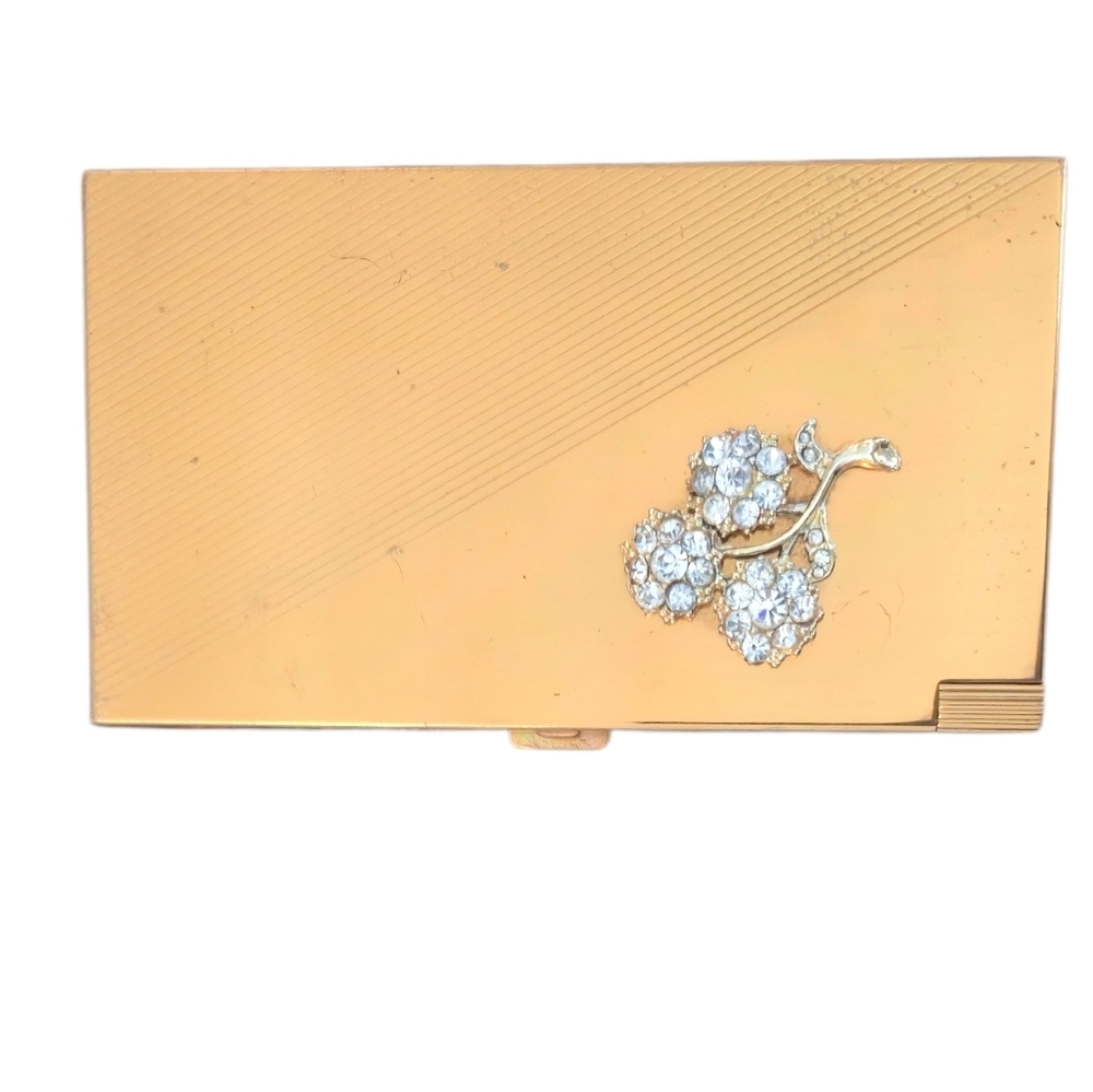 Volupte Vintage 1950s Gold Metal Evening Makeup Case Compact Purse - Picture 8 of 8